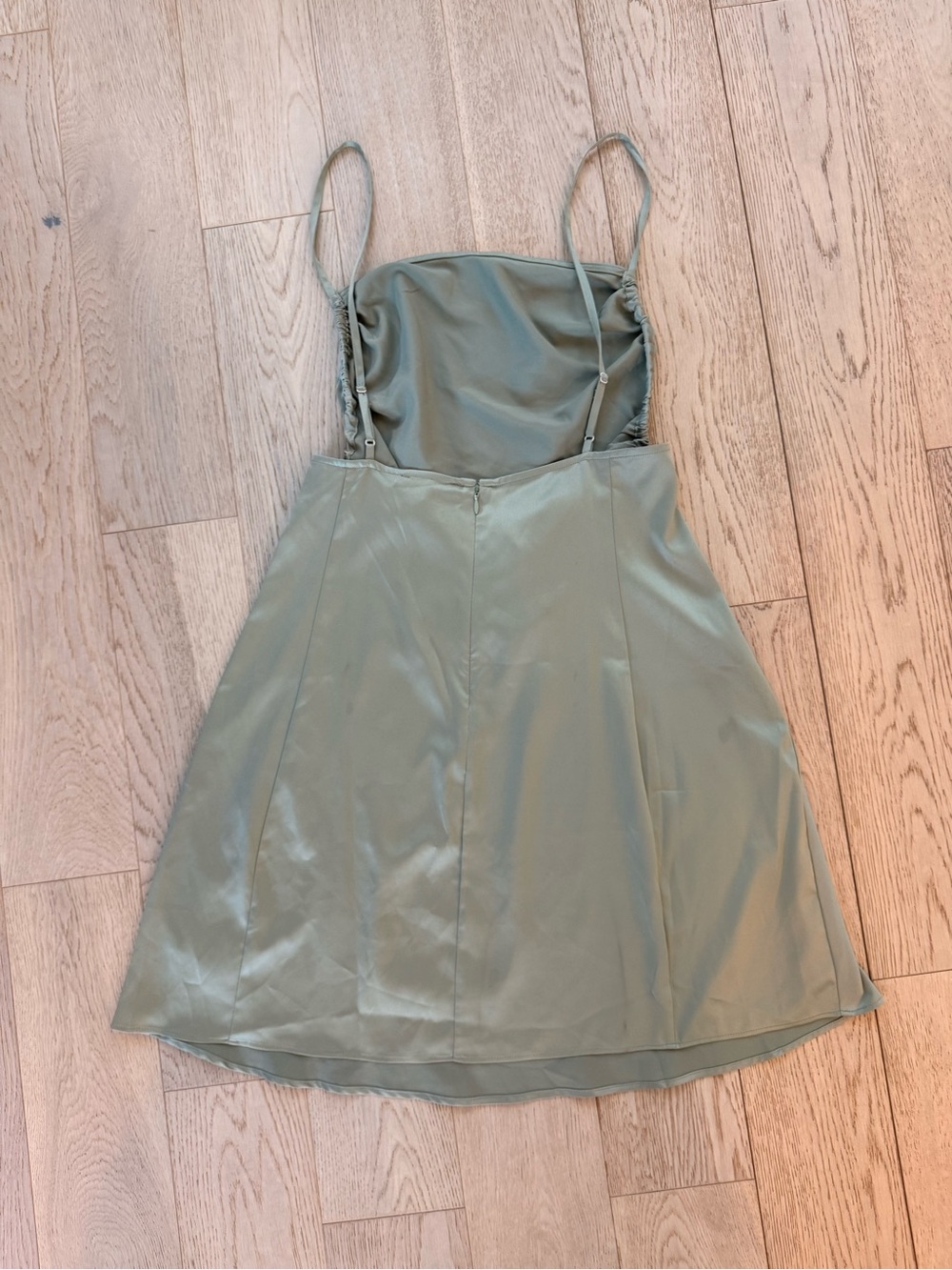 DANIELLE BERNSTEIN Sage Green Backless Slip Dress with Adjustable Straps